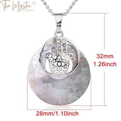 Abalone Shell Hamsa Hand Pendant Necklace