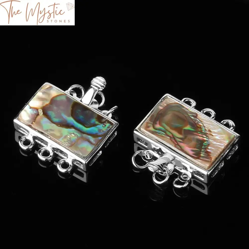 Abalone Shell Silver-Clasped Rectangle Connector