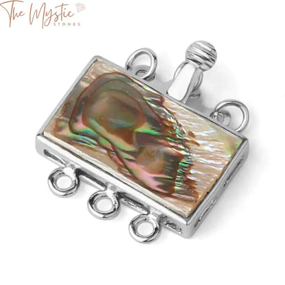 Abalone Shell Silver-Clasped Rectangle Connector