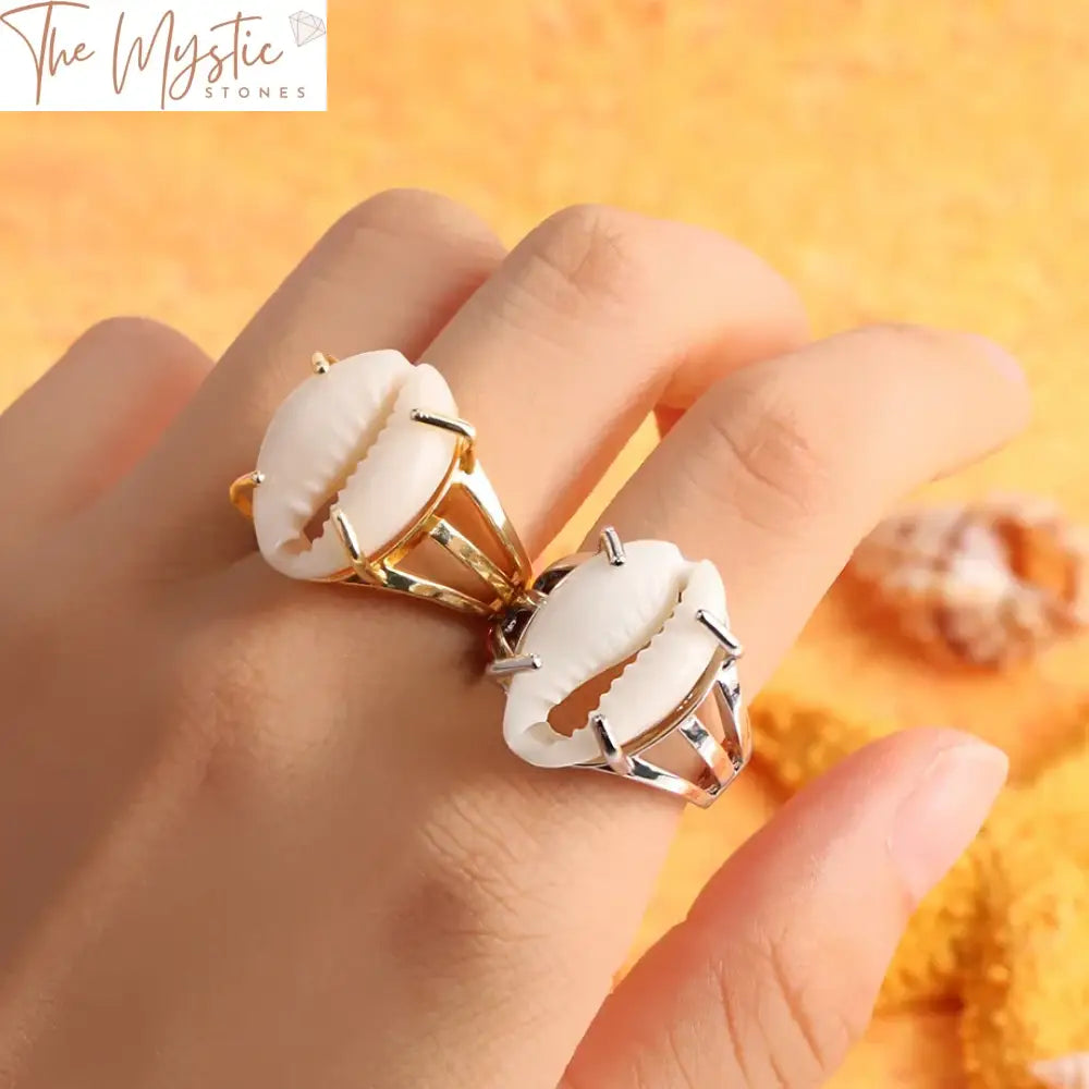 Adjustable Silver Conch Shell Ring