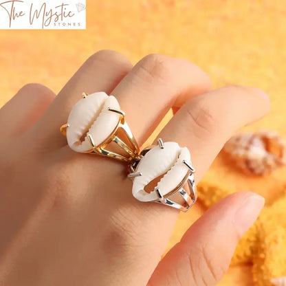 Adjustable Silver Conch Shell Ring