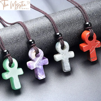 Agate Ankh Cross Crystal Pendant