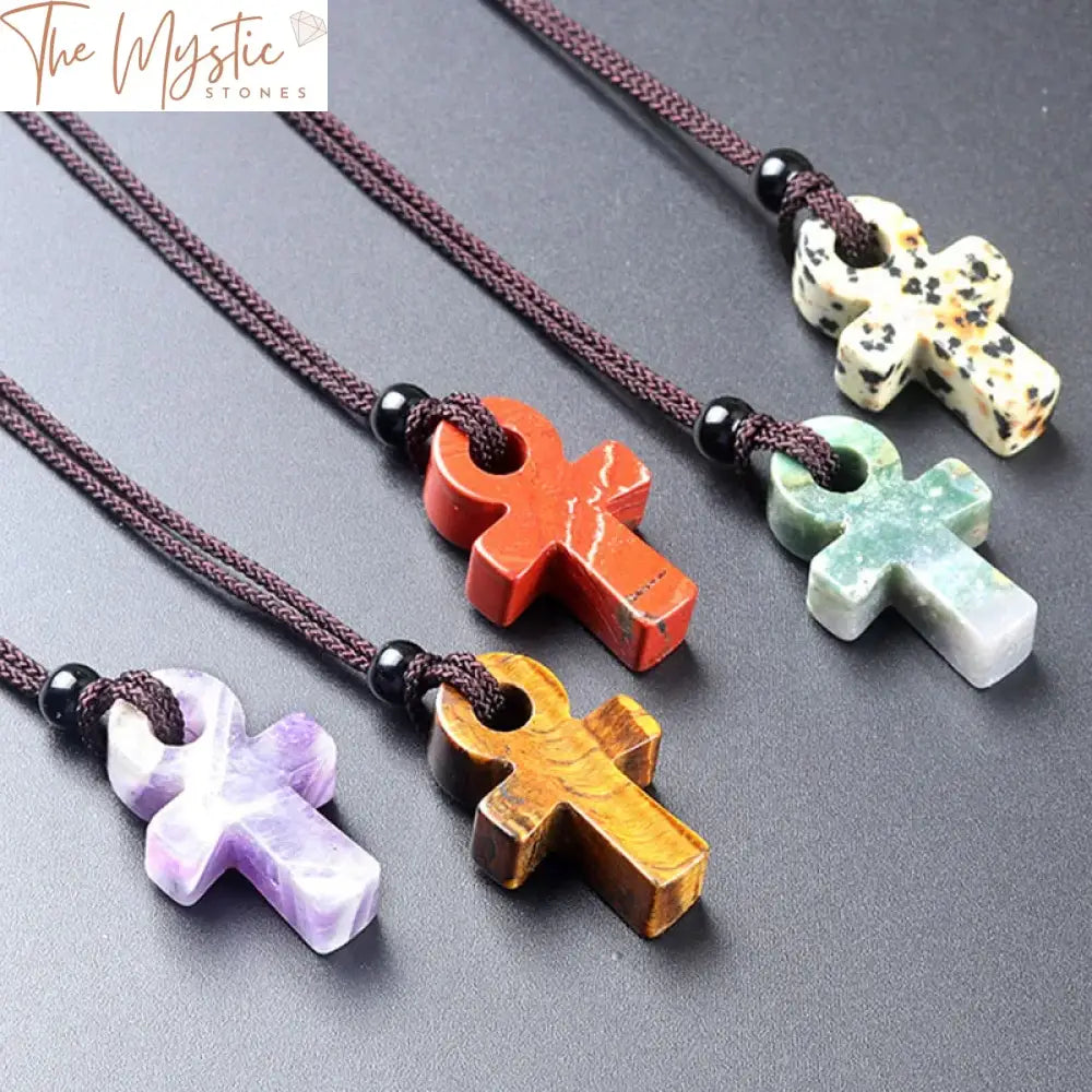 Agate Ankh Cross Crystal Pendant