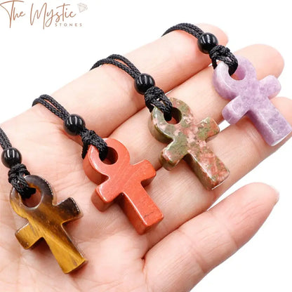 Agate Ankh Cross Crystal Pendant