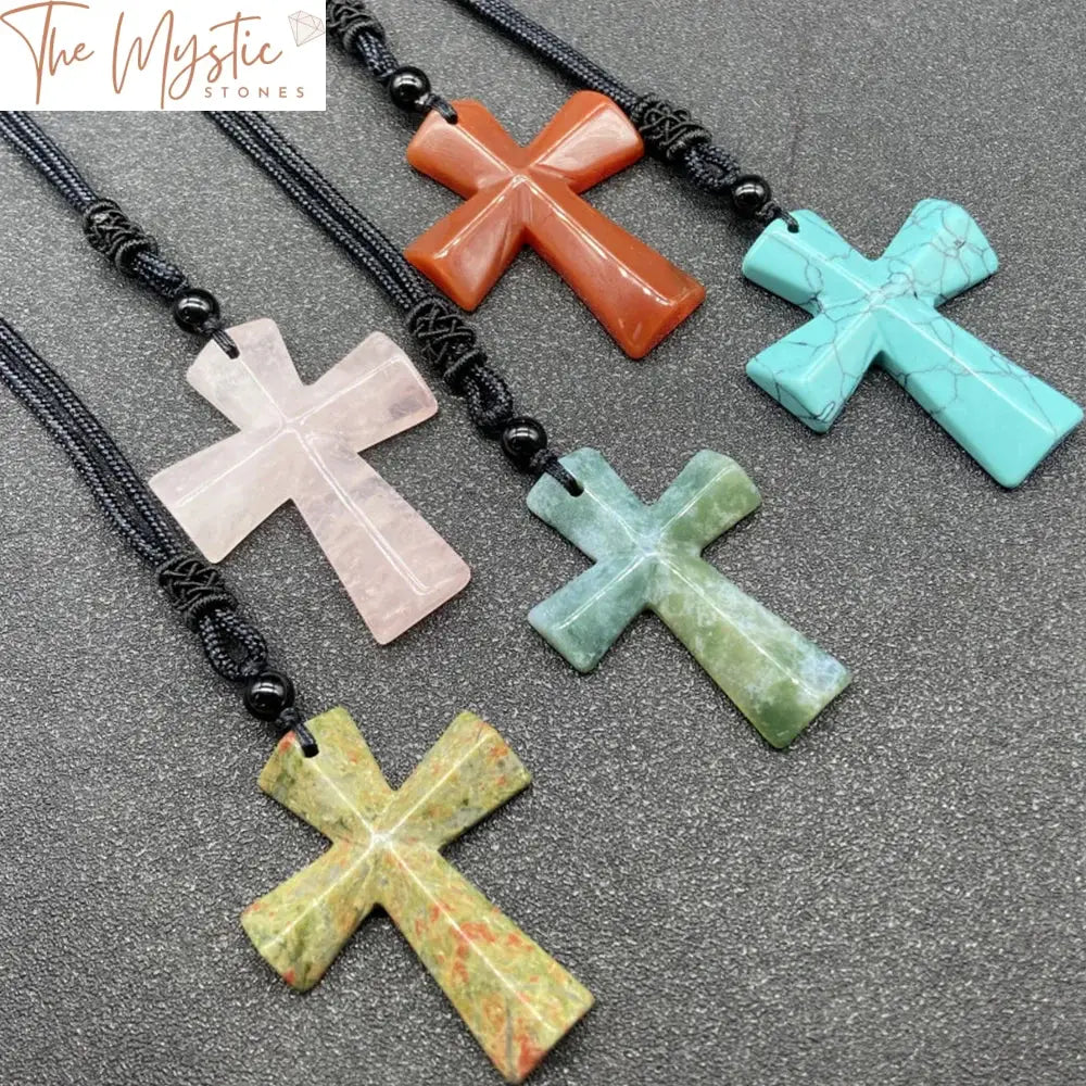 Agate Cross Natural Stone Pendant