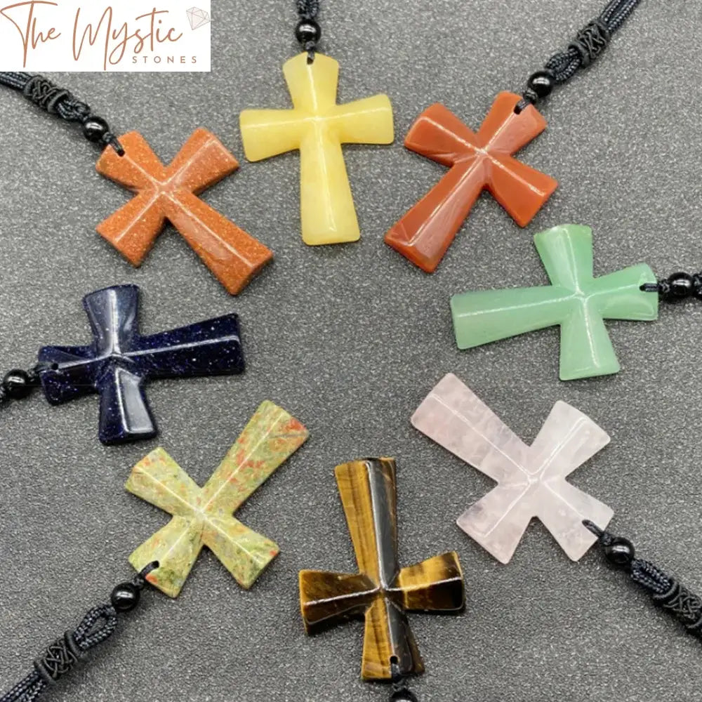 Agate Cross Natural Stone Pendant