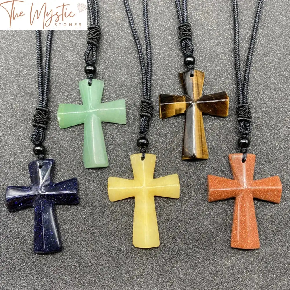 Agate Cross Natural Stone Pendant