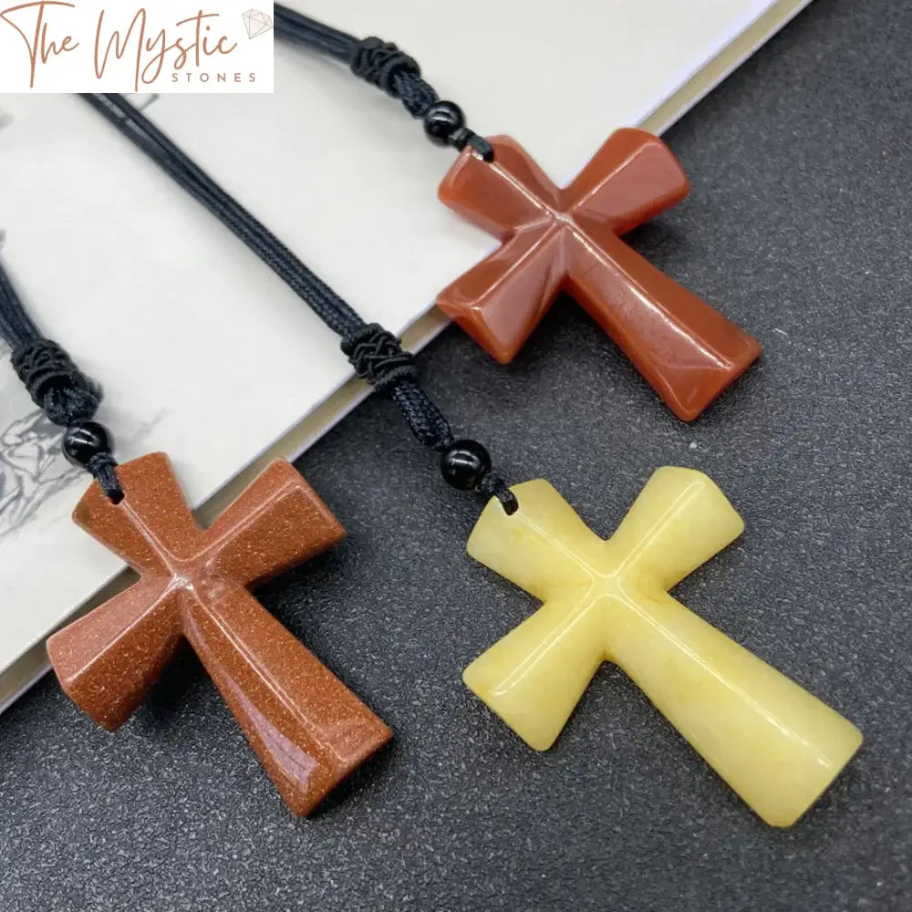 Agate Cross Natural Stone Pendant