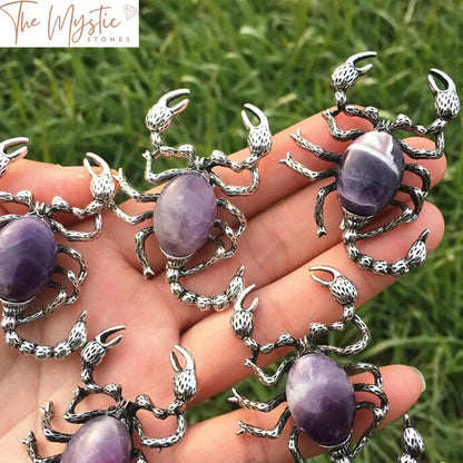 Agate Crystal Scorpion Brooch Pendant