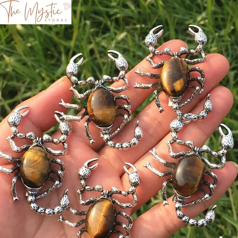 Agate Crystal Scorpion Brooch Pendant