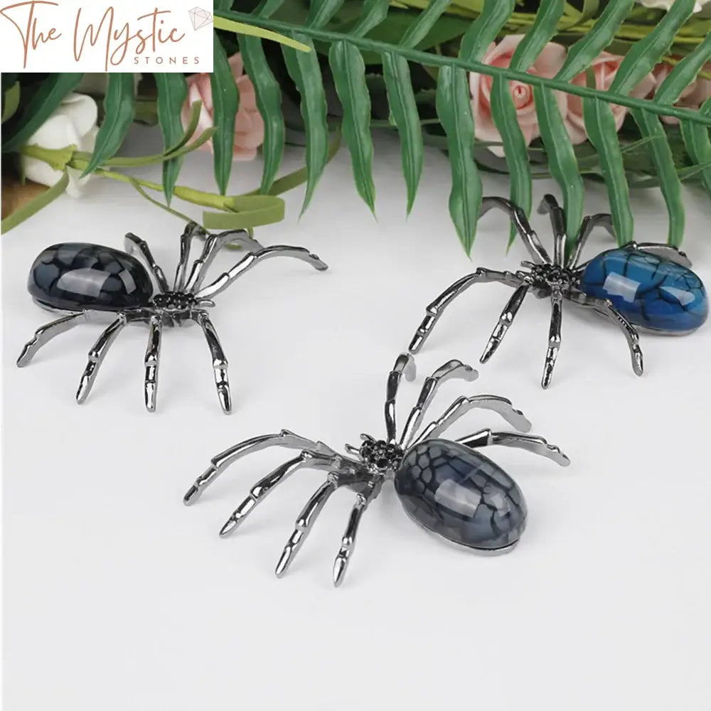 Agate Crystal Spider Figurine