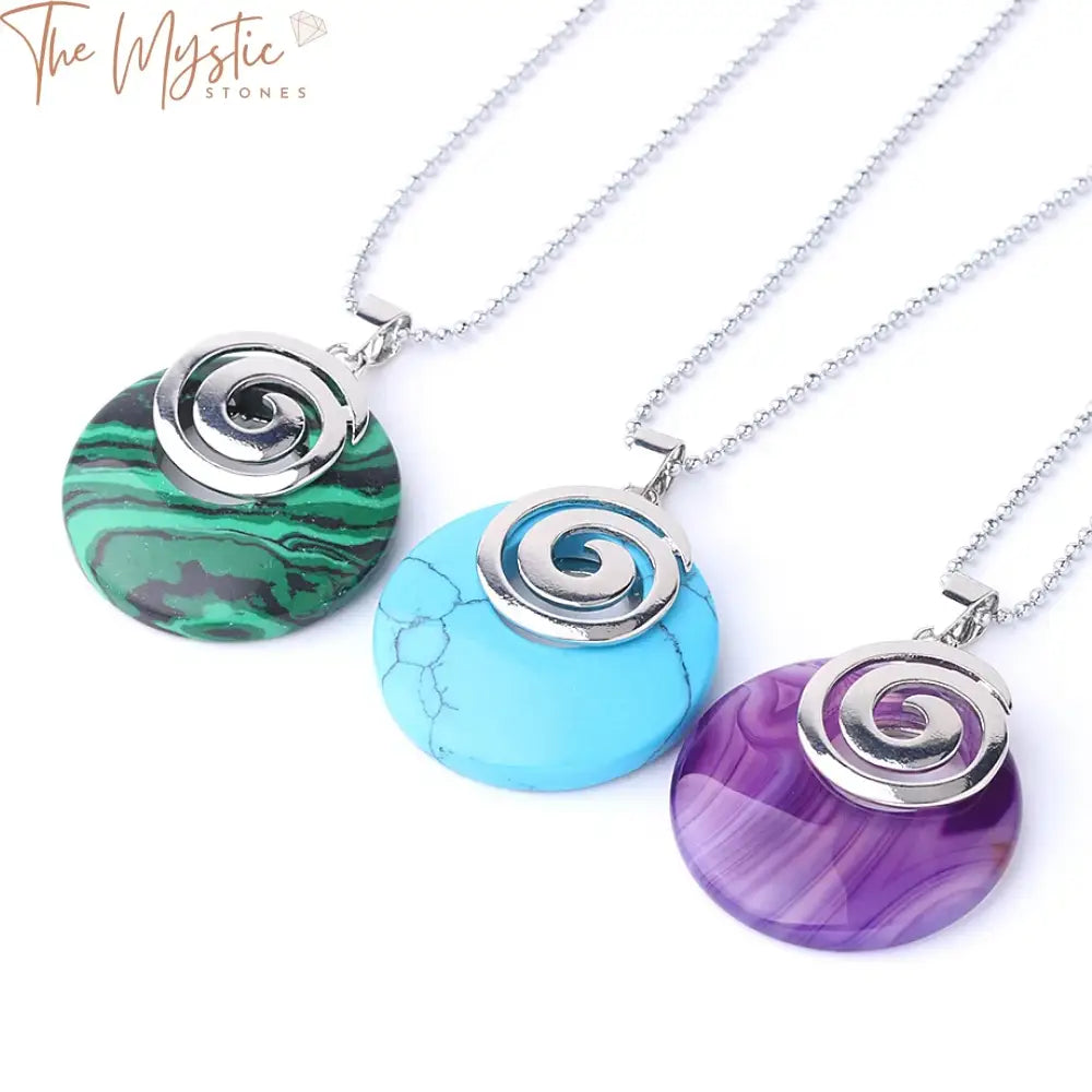 Agate & Howlite Spiral Pendant Necklace