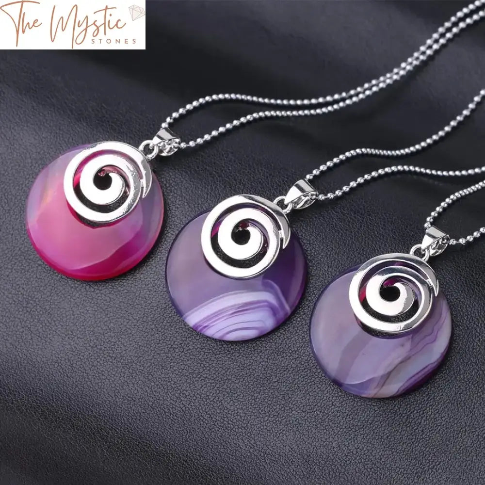 Agate & Howlite Spiral Pendant Necklace