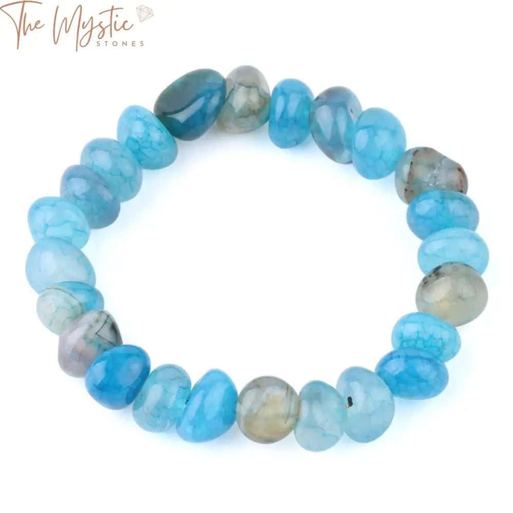 Agate Vein Beaded Elastic Bracelet - Blue Purple