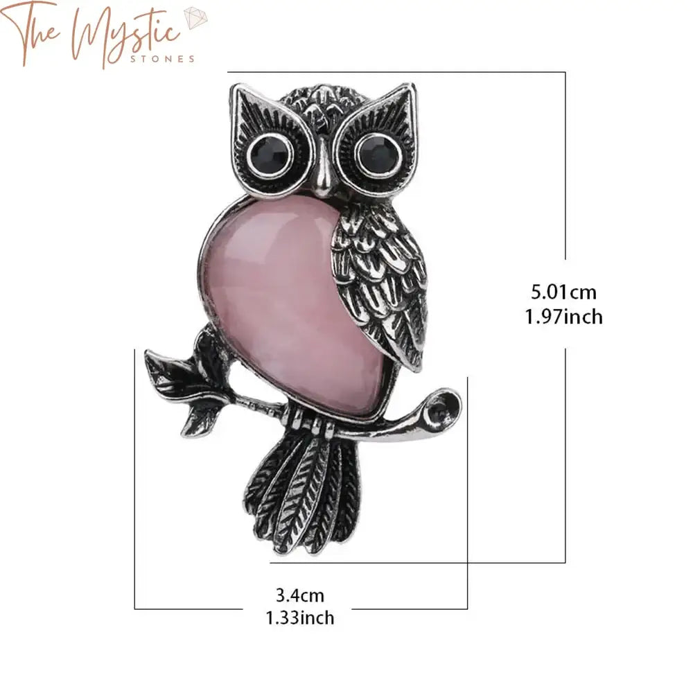 Alloy Owl Pendant With Natural Stone Inlay