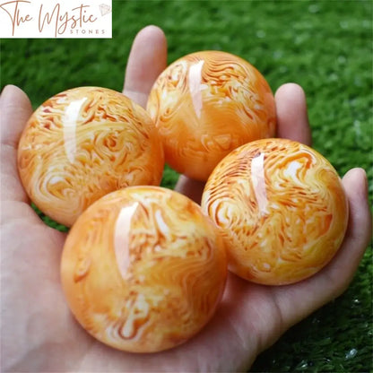 Amber Beeswax Resin Healing Sphere Pair