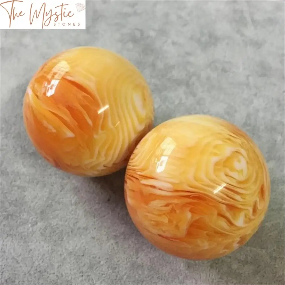 Amber Beeswax Resin Healing Sphere Pair