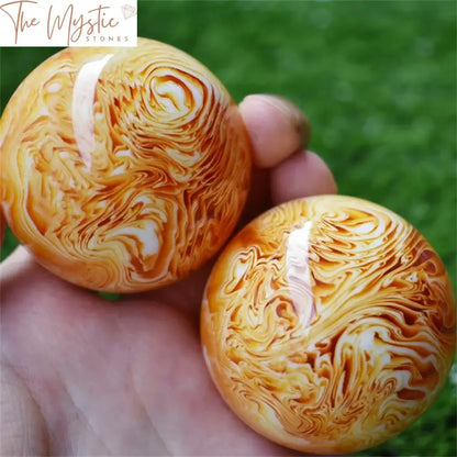 Amber Beeswax Resin Healing Sphere Pair