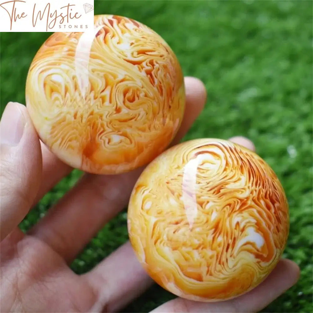 Amber Beeswax Resin Healing Sphere Pair