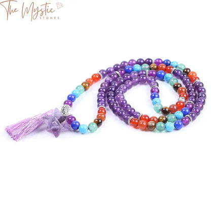 Amethyst 7 Chakra Crystal Tassel Bracelet