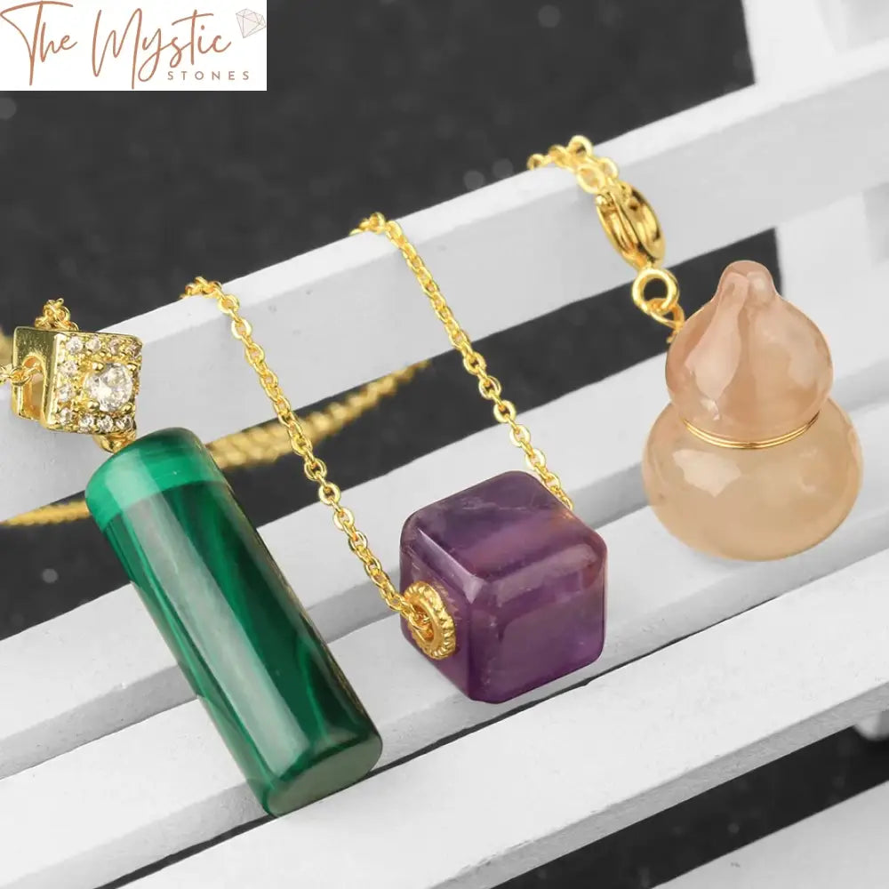 Amethyst & Amazonite Gold Square Necklace