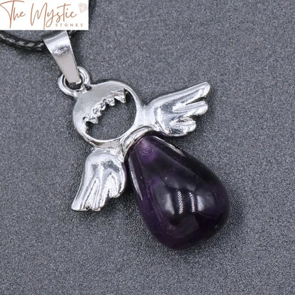 Amethyst Angel Wing Water Drop Pendant