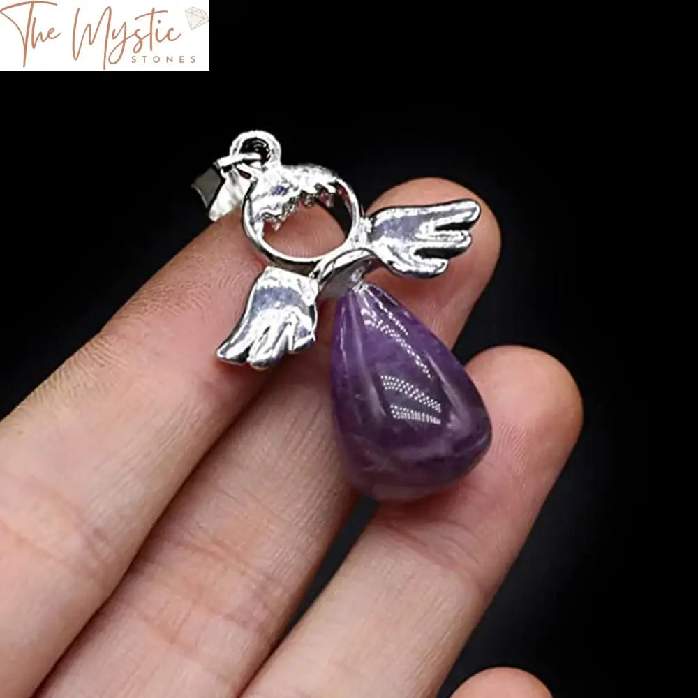 Amethyst Angel Wing Water Drop Pendant