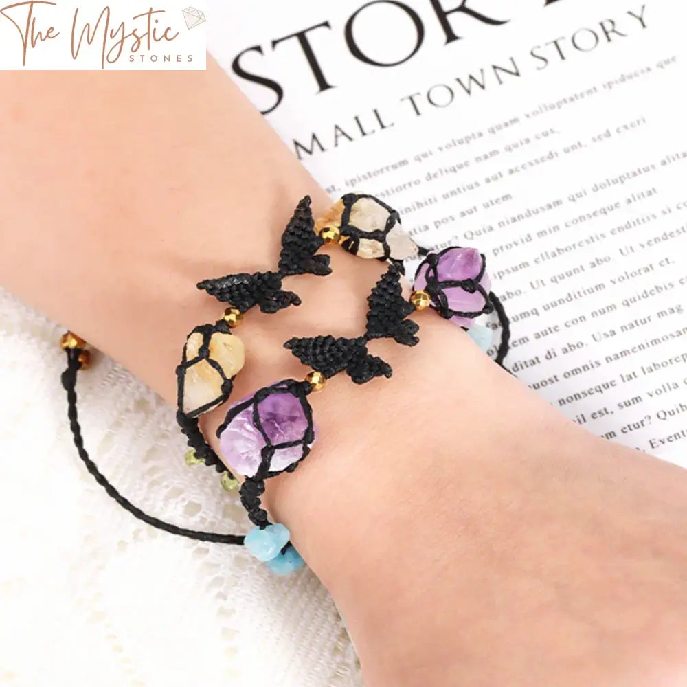 Amethyst Butterfly Braided Bracelet