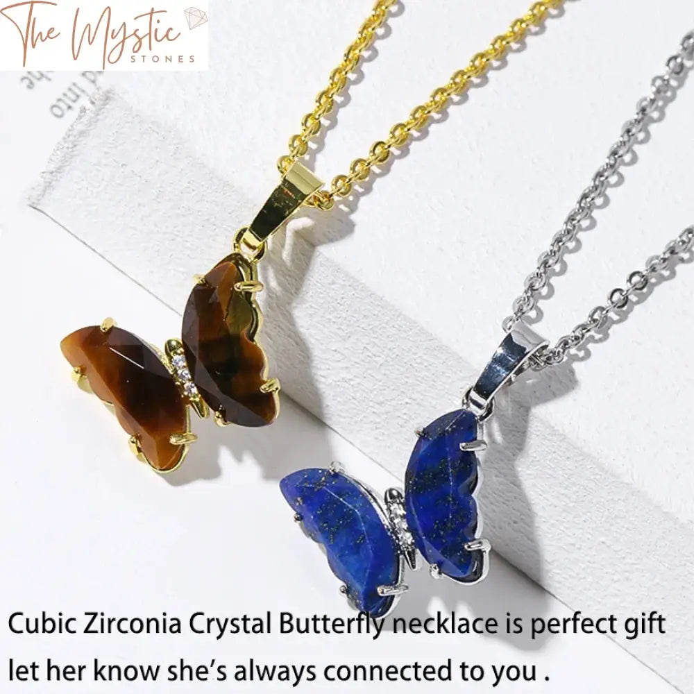 Amethyst Butterfly Crystal Pendant Necklace