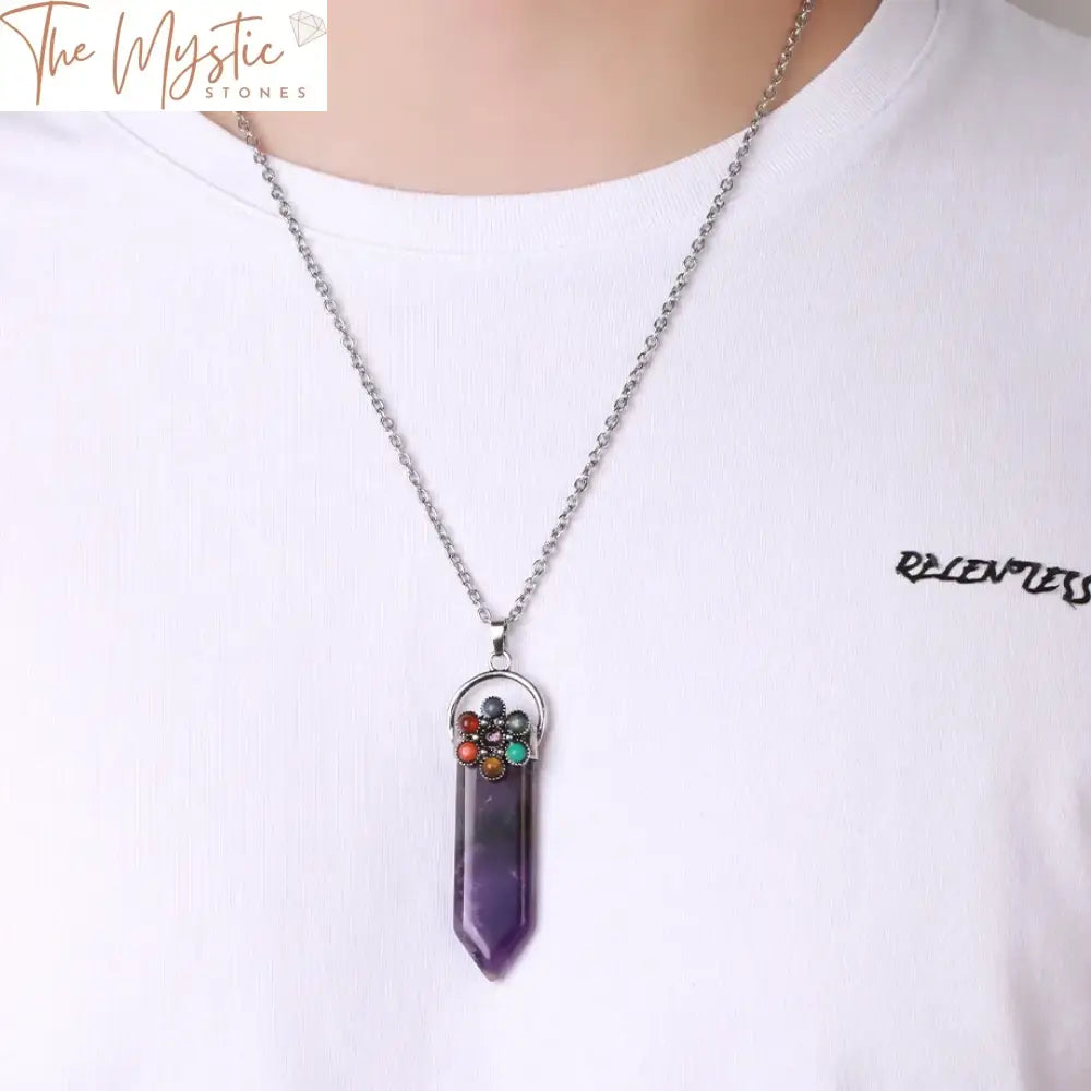 Amethyst Chakra Sword Necklace