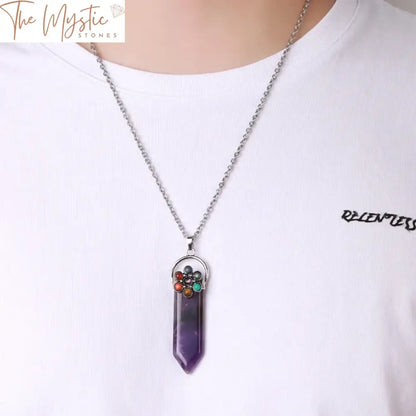 Amethyst Chakra Sword Necklace