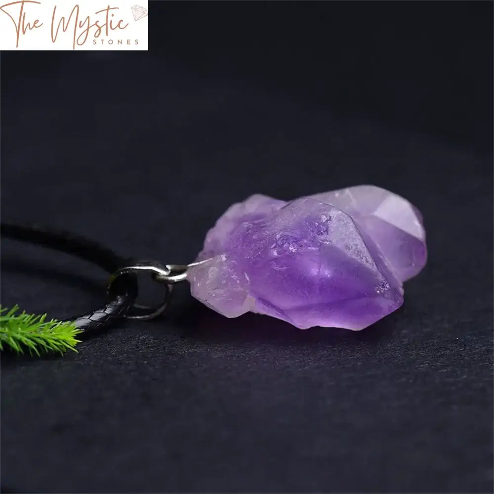 Amethyst Cluster Point Pendant Necklace