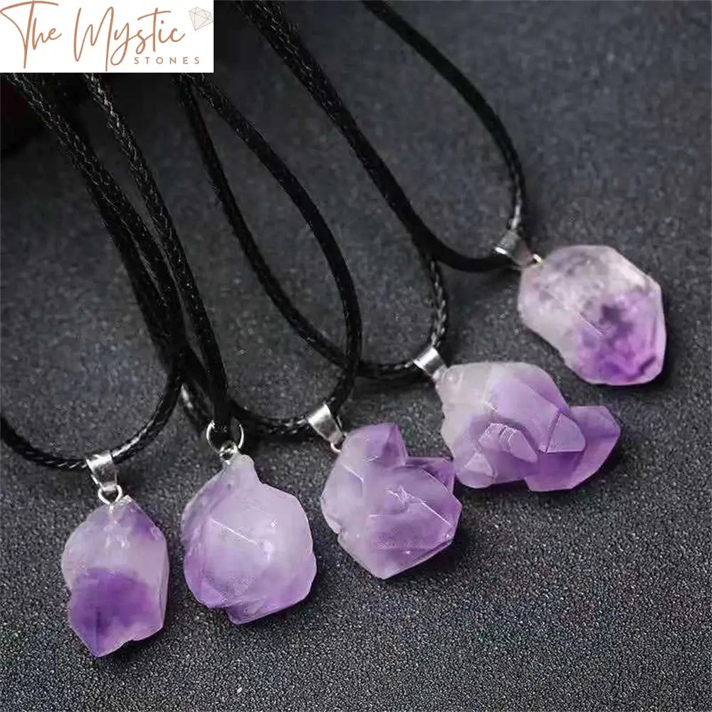 Amethyst Cluster Point Pendant Necklace