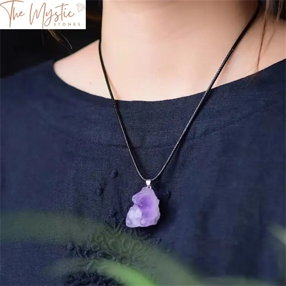 Amethyst Cluster Point Pendant Necklace