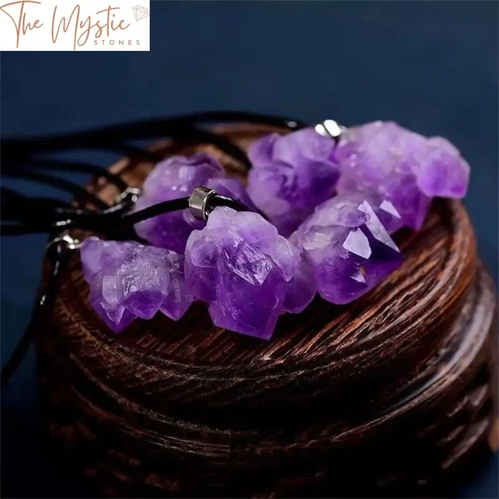 Amethyst Cluster Point Pendant Necklace