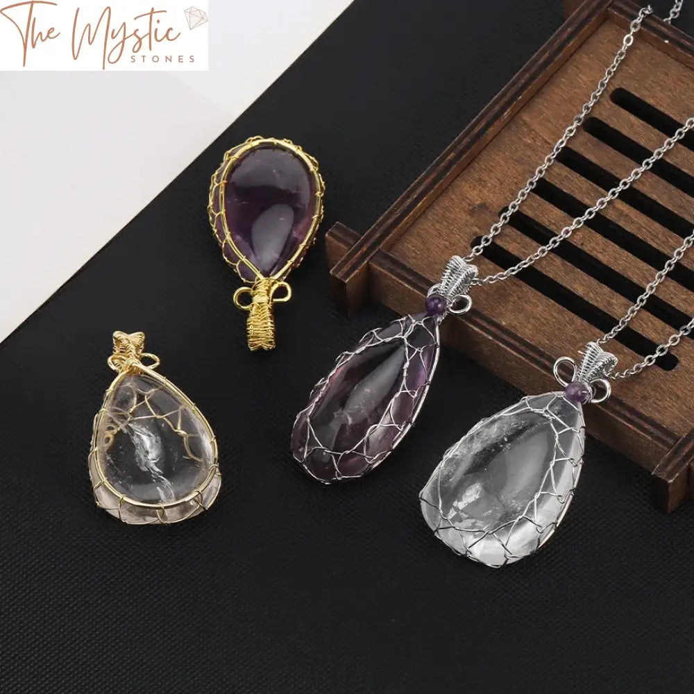 Amethyst Crystal Wire-Wrapped Pendant