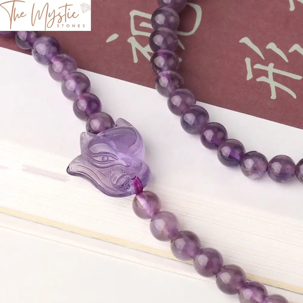 Amethyst Crystal Wrap Bracelet With Fox Charm