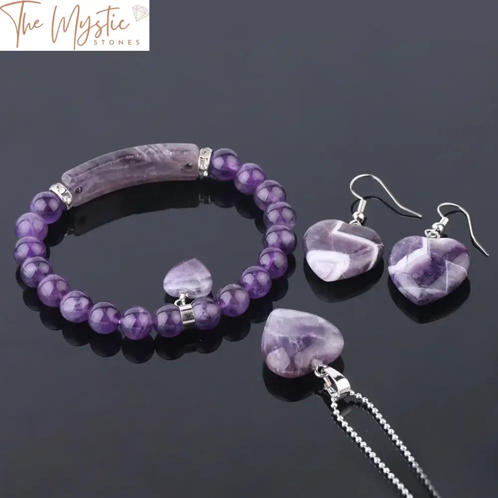 Amethyst Heart Jewelry Set