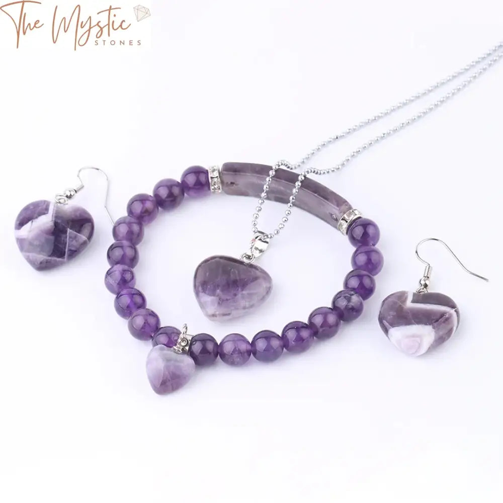 Amethyst Heart Jewelry Set