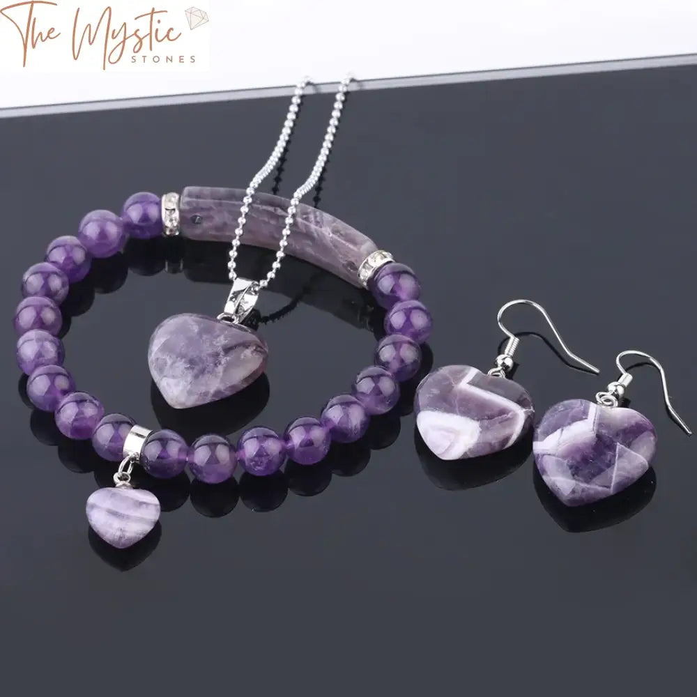 Amethyst Heart Jewelry Set