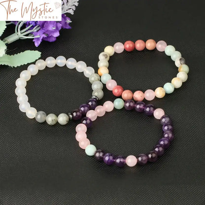 Amethyst & Pink Crystal Mala Jewelry Set