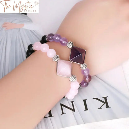 Amethyst Pyramid Natural Stone Bracelet