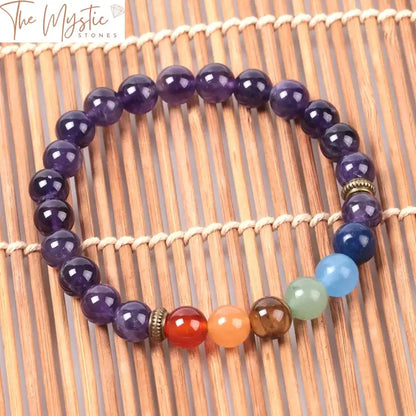 Amethyst Quartz 7 Chakra Bracelet