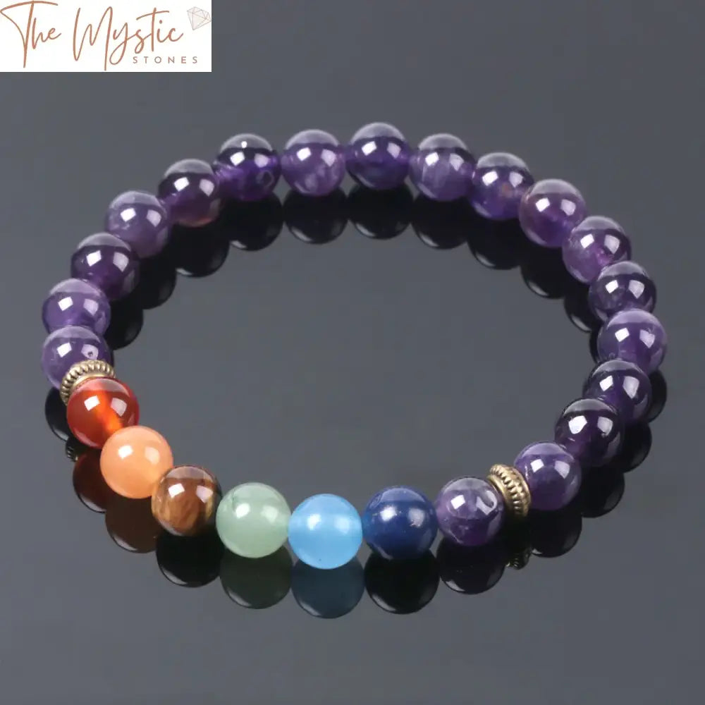 Amethyst Quartz 7 Chakra Bracelet