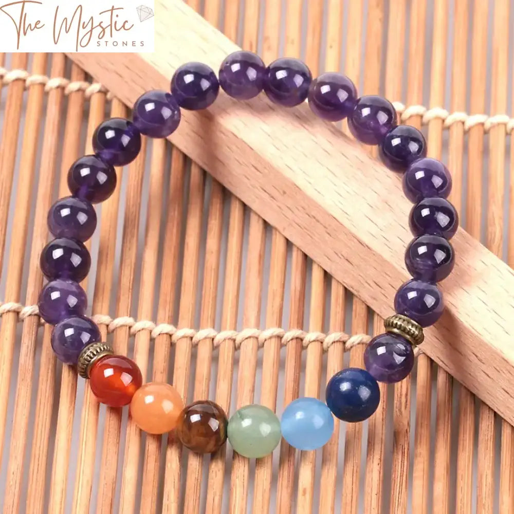 Amethyst Quartz 7 Chakra Bracelet