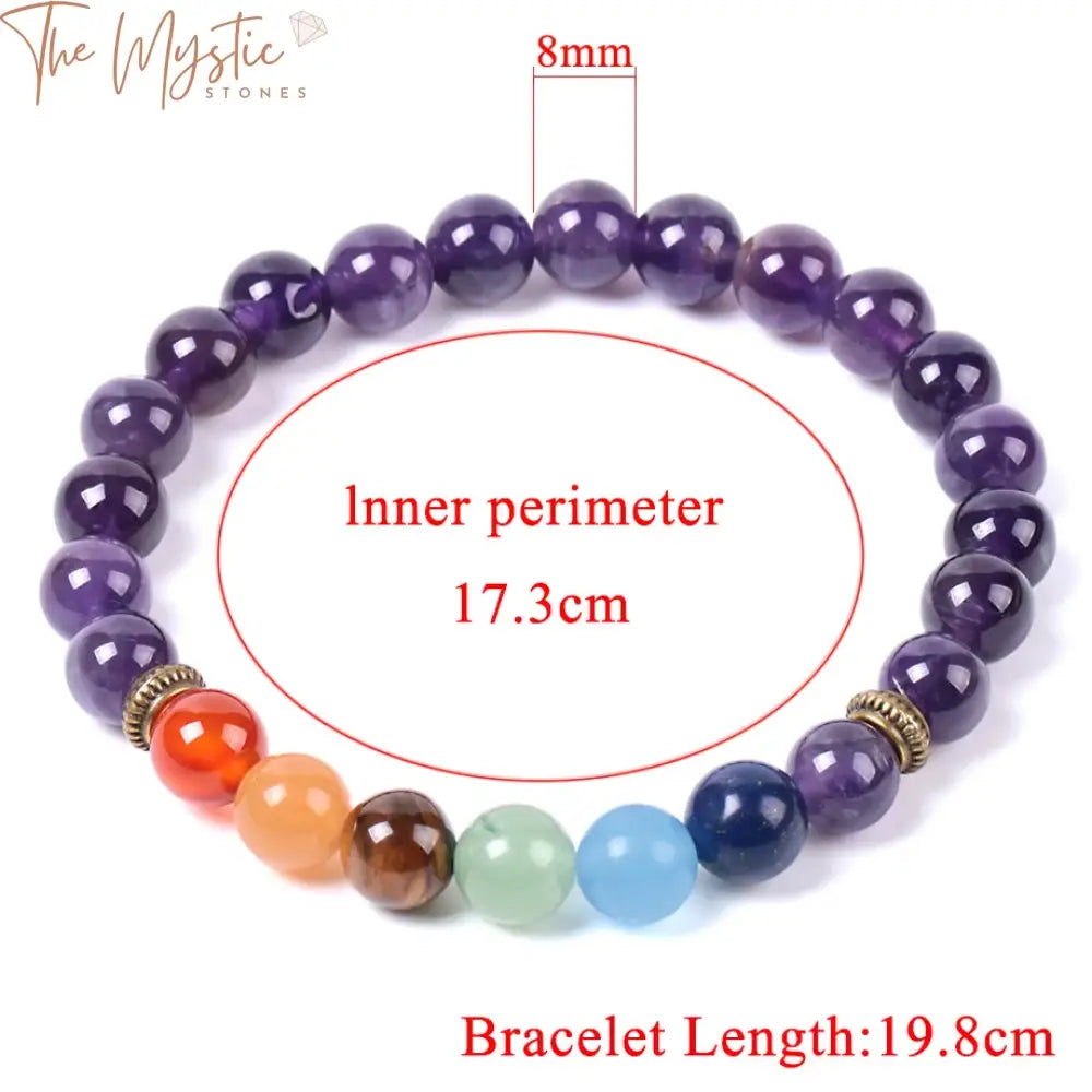 Amethyst Quartz 7 Chakra Bracelet