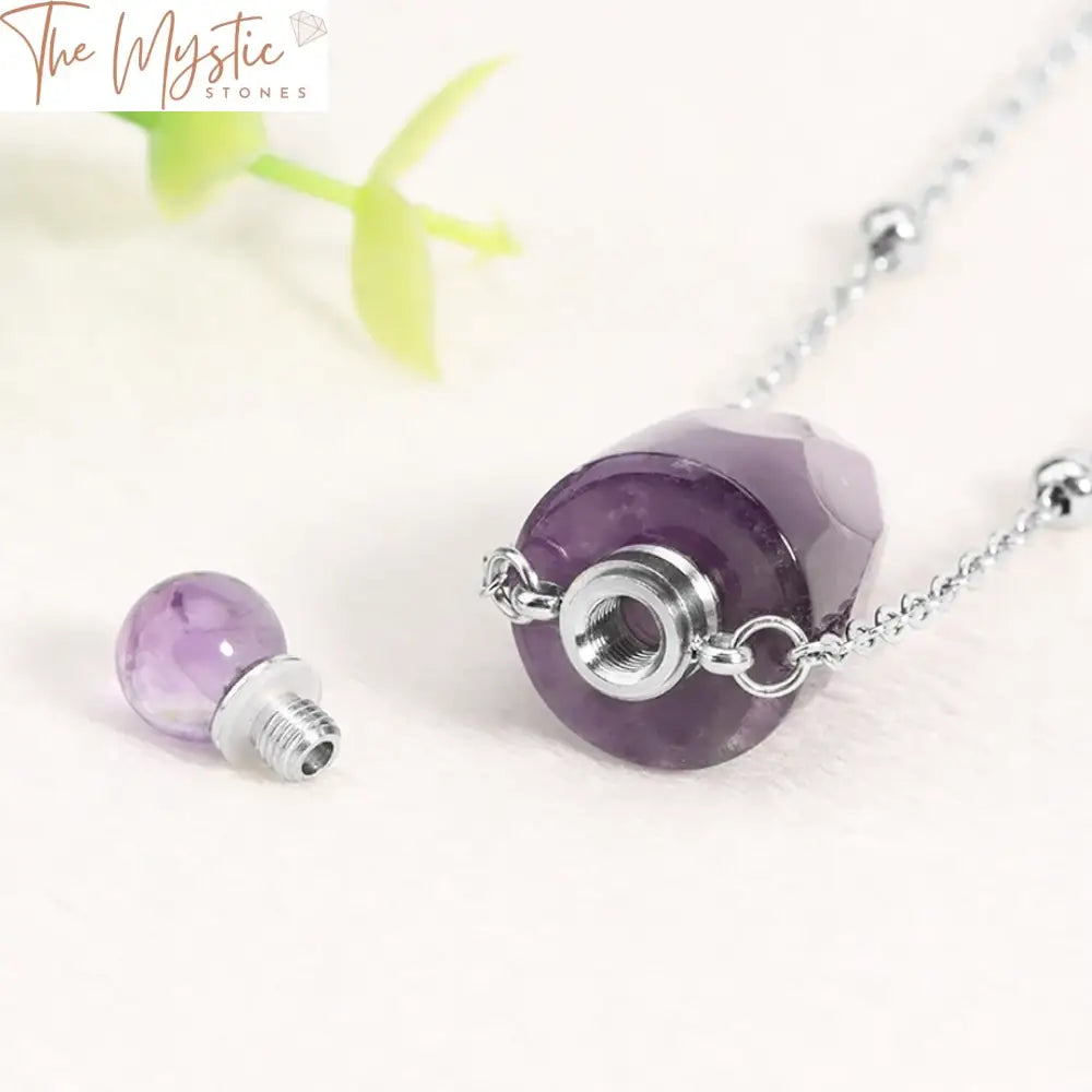 Amethyst Quartz Crystal Diffuser Necklace