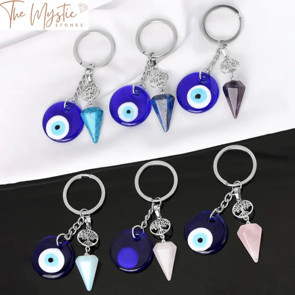 Amethyst Quartz Evil Eye Keychain