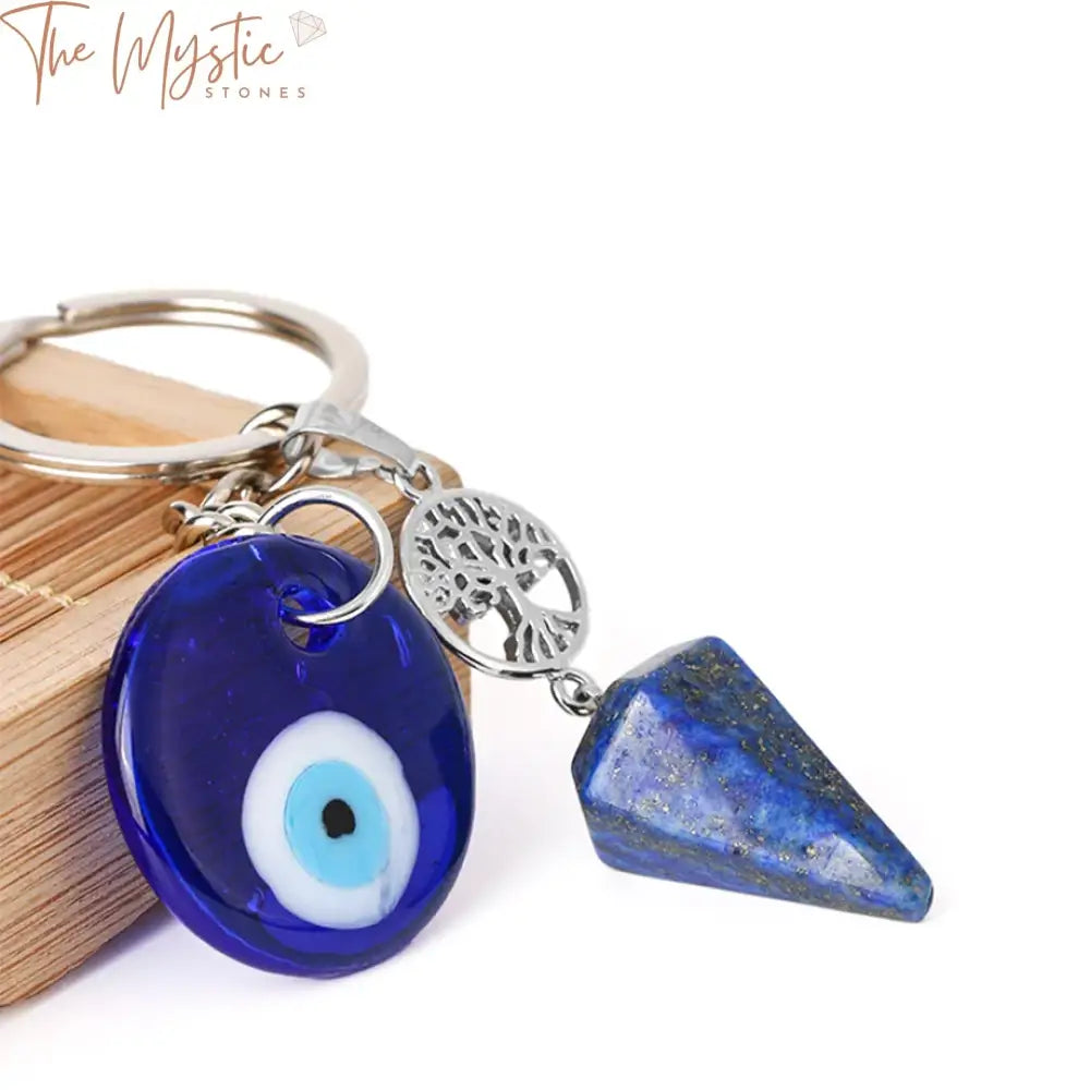 Amethyst Quartz Evil Eye Keychain