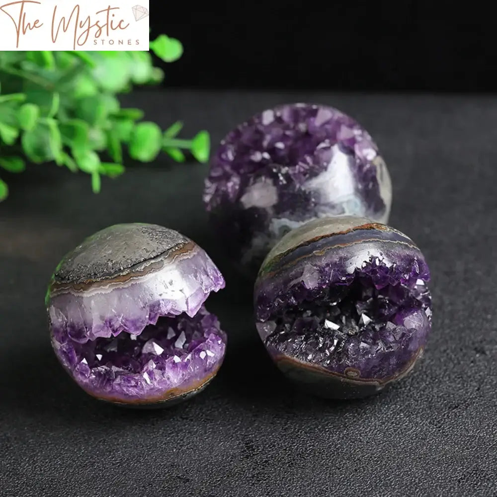 Amethyst Quartz Geode Crystal Cluster Ball